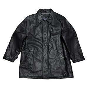 PERRY ELLIS Portfolio GENUINE LEATHER Designer Winter Business Casual Coat Large